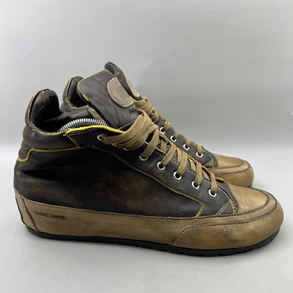 Candice Cooper Distressed High Shoes Men's 10.5 US, 44 EU Brown Leather Sneakers